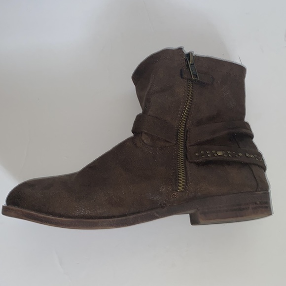 FRYE Kids Youth Sz. 3 Harness Brown Boots Side Zip Shoes Low Top.Good condition. - Picture 12 of 16